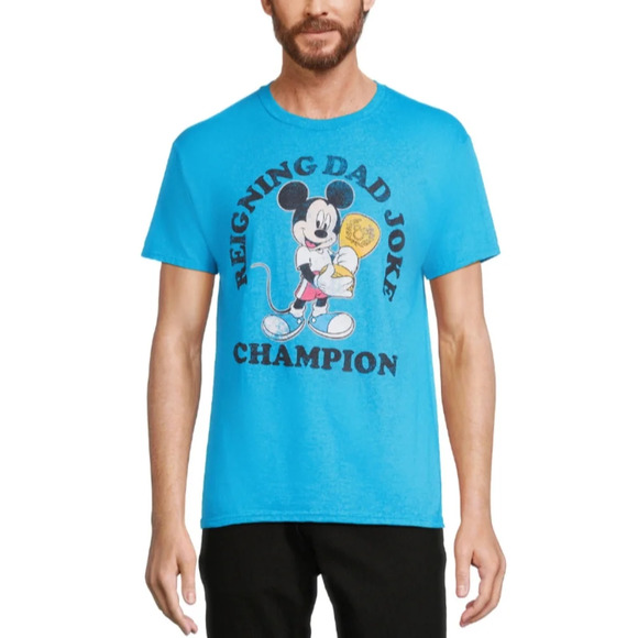 Disney Men's Size S (34-36) Mickey Mouse "Reigning Dad Joke Champion" - Picture 1 of 4